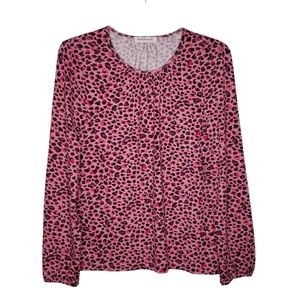 Kettlewell Pink Print Long Sleeve Knit Top M